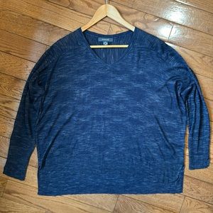 Primark Navy Marl V Neck Relaxed Fit Lightweight Sweater